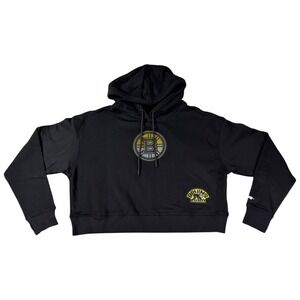 Pro Standard Boston Bruins NHL Cropped Hoodie Black Rhinestone Logo Womens Small